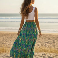 Boho Beach Hut Boho Skirt, Maxi Skirt, Floral Print Skirt Boho Floral High Low Maxi Skirt
