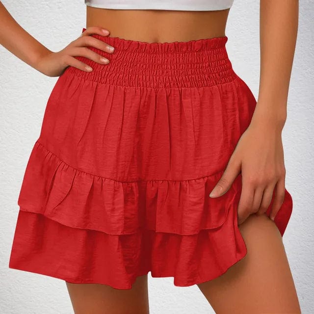 Boho Beach Hut Boho Skirt, Mini Skirt Boho Casual Mini Skirt Red / S