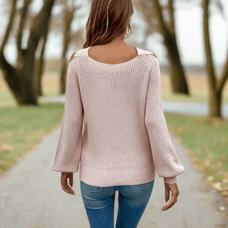 Boho Beach Hut Boho Sweater, Off Shoulder Sweater, Pink Sweater Chic Open Shoulder Knit Sweater