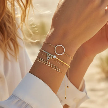 Boho Beach Hut Bracelets 4pc Boho Chic Crystal Bracelet Set Gold Triangle / One Size