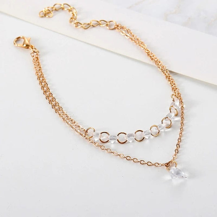 Boho Beach Hut Bracelets Gold / One Size Simple Elegant Crystal Gold Bracelet