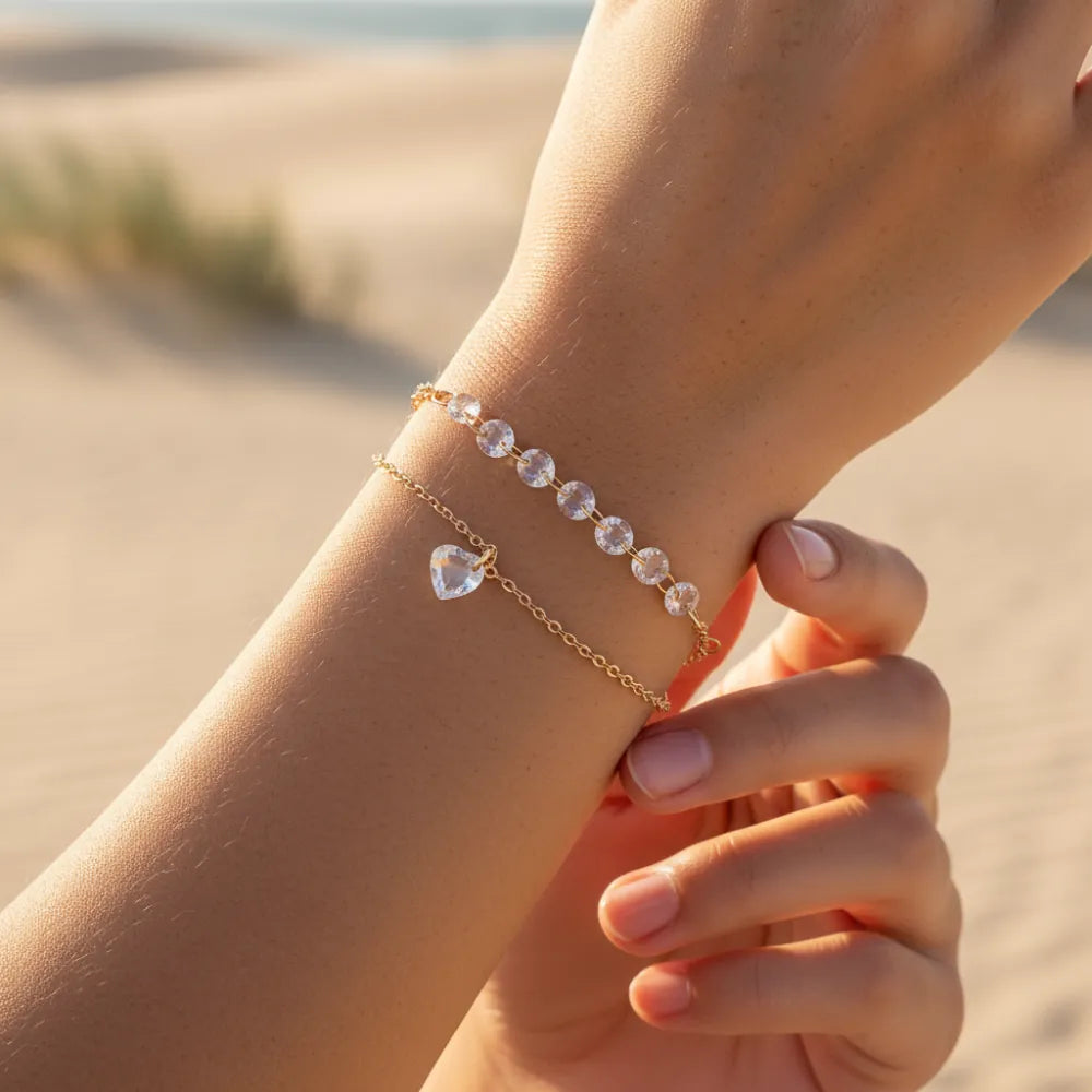 Boho Beach Hut Bracelets Simple Elegant Crystal Gold Bracelet Gold / One Size
