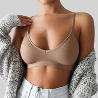 Boho Beach Hut Camis, Bras, Bralette, Crops Top Ribbed Knit Bustier Bralette Top Brown / One Size
