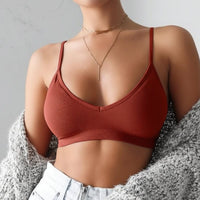 Boho Beach Hut Camis, Bras, Bralette, Crops Top Ribbed Knit Bustier Bralette Top Coral / One Size