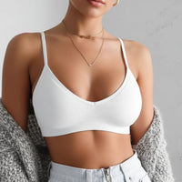 Boho Beach Hut Camis, Bras, Bralette, Crops Top Ribbed Knit Bustier Bralette Top White / One Size