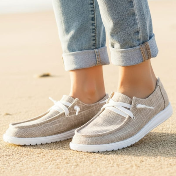 Boho Beach Hut Canvas Shoes, Slip On Shoes Slip On Canvas Shoes Khaki / 5