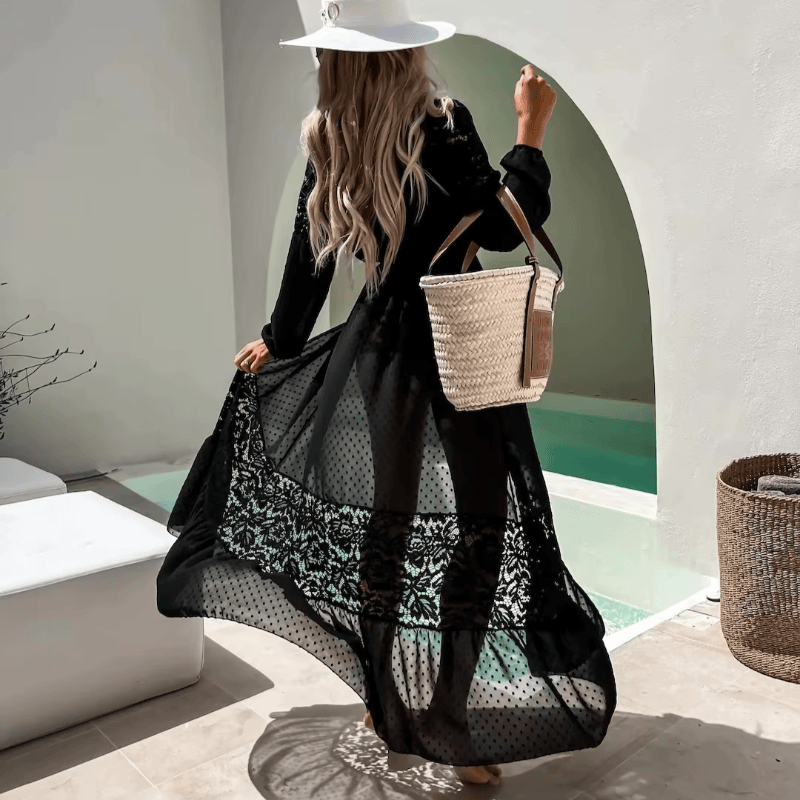 Boho Beach Hut Cardigan, Cover Up, Beachwear, White Long Cardigan, Lace Cardigan Lace Kaftan Beach Cover Up