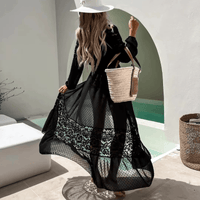 Boho Beach Hut Cardigan, Cover Up, Beachwear, White Long Cardigan, Lace Cardigan Lace Kaftan Beach Cover Up