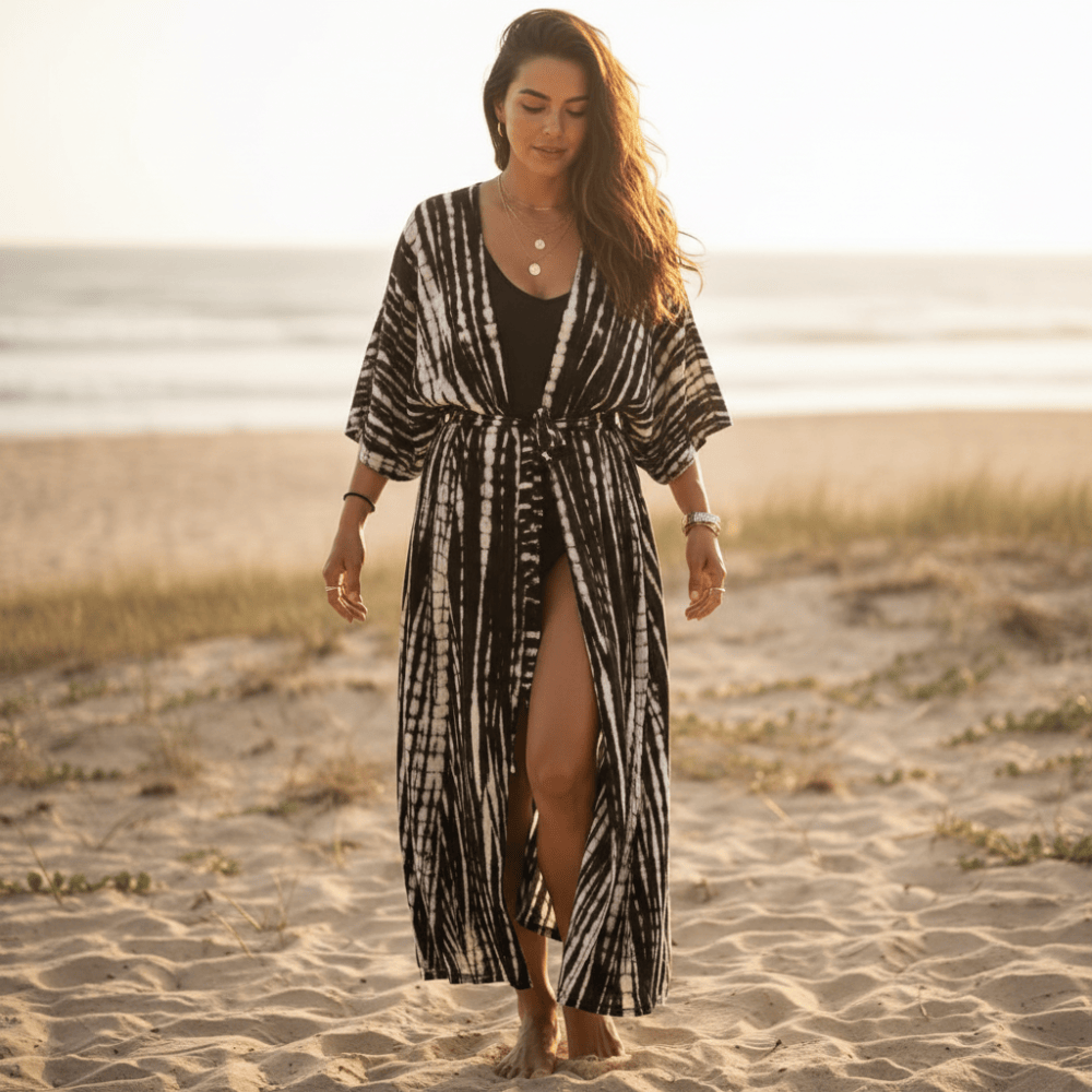 Long Kimono Swimsuit Cover Up Green / One Size