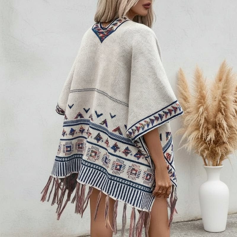 Boho Beach Hut Cardigan, Knit Sweater Boho Knit Tassel Cardigan Off White / One Size
