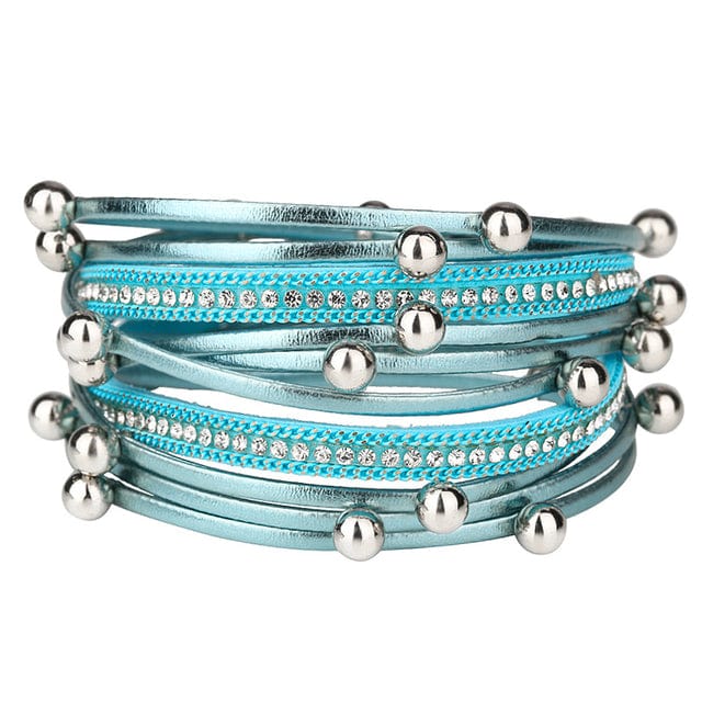 Boho Beach Hut Charm Bracelets Blue / One Size Vintage Leather Bracelet