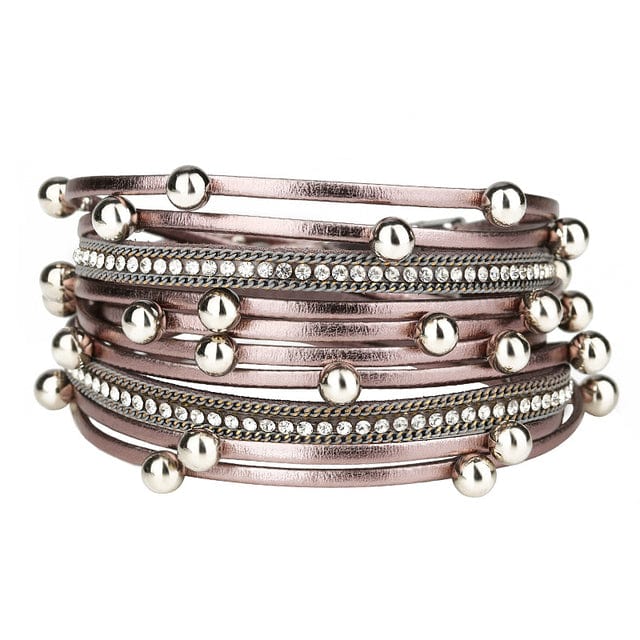 Boho Beach Hut Charm Bracelets Gray / One Size Vintage Leather Bracelet