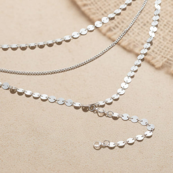 Boho Beach Hut Choker Necklaces, Multi-Layer Necklace Boho Choker Necklace Silver / One Size