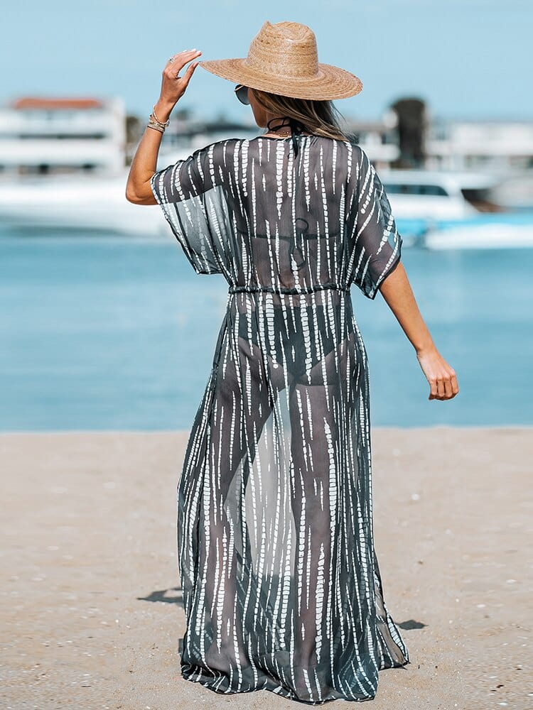 Boho Beach Hut Cover up, Kimono, Plus Size Leopard Print Kimono Bikini Cover Up