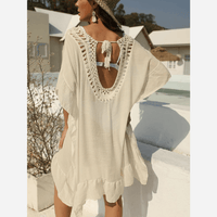 Boho Beach Hut Cover ups Beach Crochet Cover Up Off White / One Size