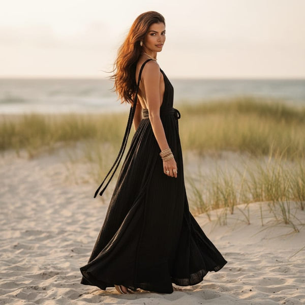 Boho Backless Bandage Maxi Dress White / One Size Boho Backless Bandage Maxi Dress White / One Size