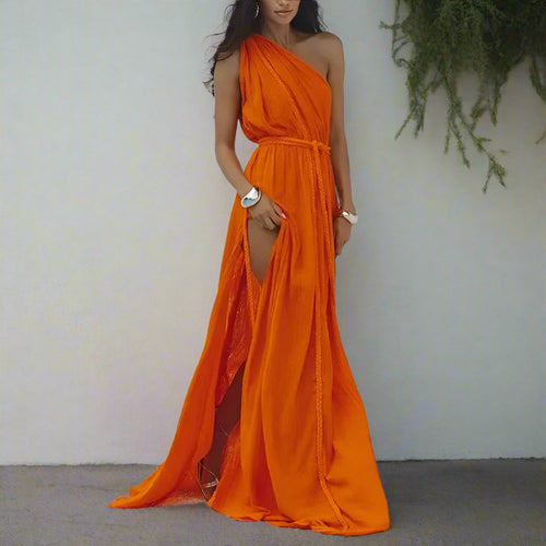 Boho Beach Hut Cover-Ups, Dress, Maxi dress Boho Beach Cover-Up Maxi Dress Orange Red / One Size