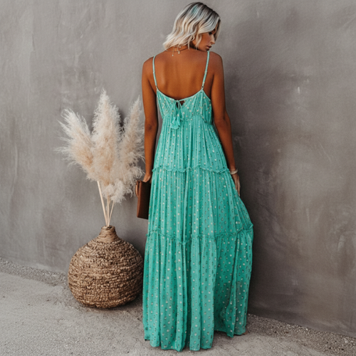 Boho Beach Hut Dress, Maxi Dress Bohemian Floral Maxi Sundress