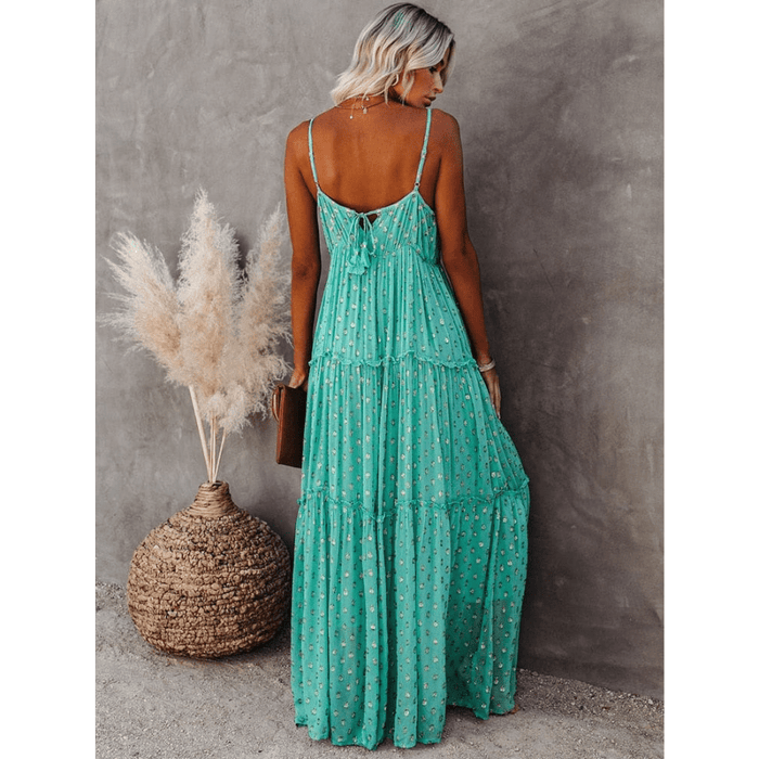 Boho Beach Hut Dress, Maxi Dress Bohemian Floral Maxi Sundress