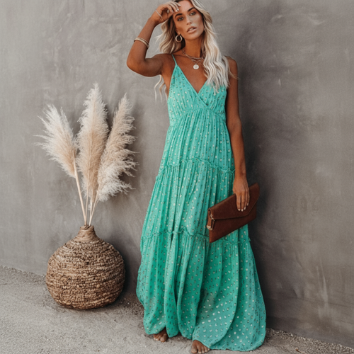 Boho Beach Hut Dress, Maxi Dress Bohemian Floral Maxi Sundress