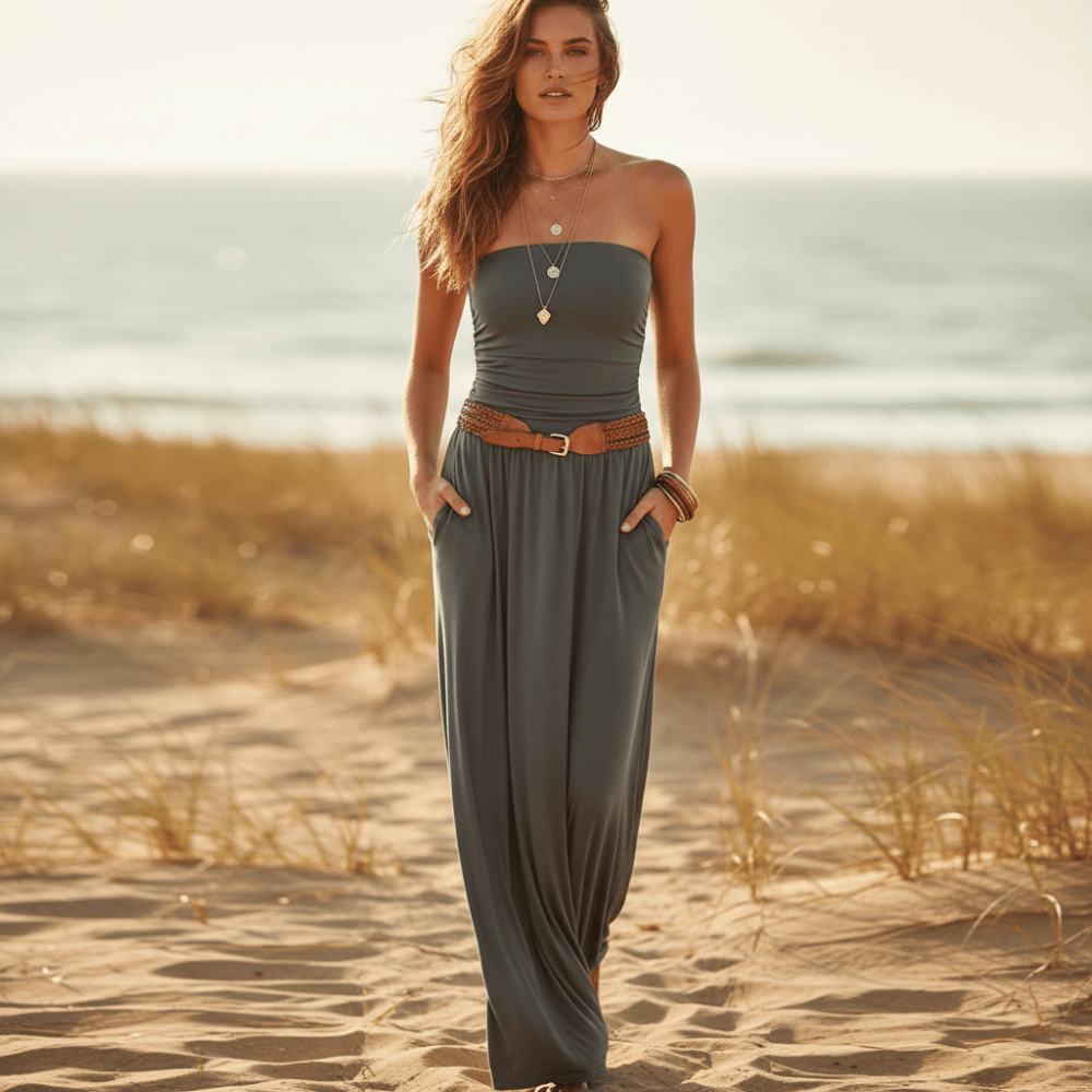 Boho Chic Bandeau Off Shoulder Maxi Dress Black / L Boho Chic Bandeau Off Shoulder Maxi Dress Black / L