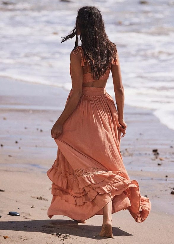 Women's Beach Dress - Sheer Flowy Cover Up Maxi Dress | LOVESTITCH