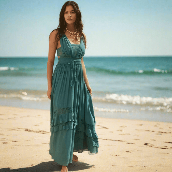 Boho Beach Hut Dresses, Maxi Dress, Long Dress, Summer Dress, Church Dress, Long Dress, Beach Dress, Beach Dress, Boho Dress Boho Summer Beach Maxi Dress Blue / S