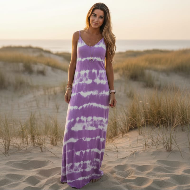 Sleeveless Loose Maxi Dress Boho Casual Tie Dye Summer Essential Boho Beach Hut Sleeveless Loose Maxi Dress Boho Casual Tie Dye Summer Essential Boho Beach Hut