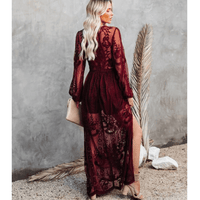 Boho Beach Hut Dresses, Maxi Dress, Red Maxi Dress Boho Red Lace Maxi Dress