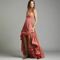 Boho Beach Hut Dresses, Maxi Dresses, Summer Dresses, Beach Dresses Hippie Backless Halter Dress Pink / S