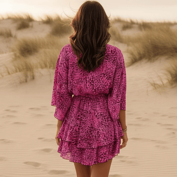 Boho Beach Hut Dresses, Mini Dress, Summer Dress Purple Boho Floral Mini Dress