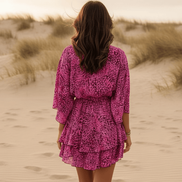 Boho Beach Hut Dresses, Mini Dress, Summer Dress Purple Boho Floral Mini Dress
