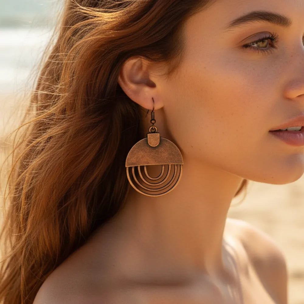 Boho Beach Hut Earrings, Drop Earrings Antique Bronze Boho Drop Earrings Bronze / One Size