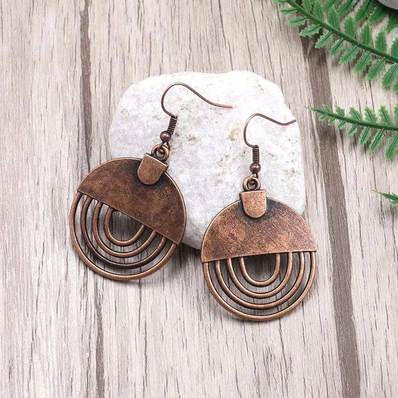 Boho Beach Hut Earrings, Drop Earrings Antique Bronze Boho Drop Earrings Bronze / One Size