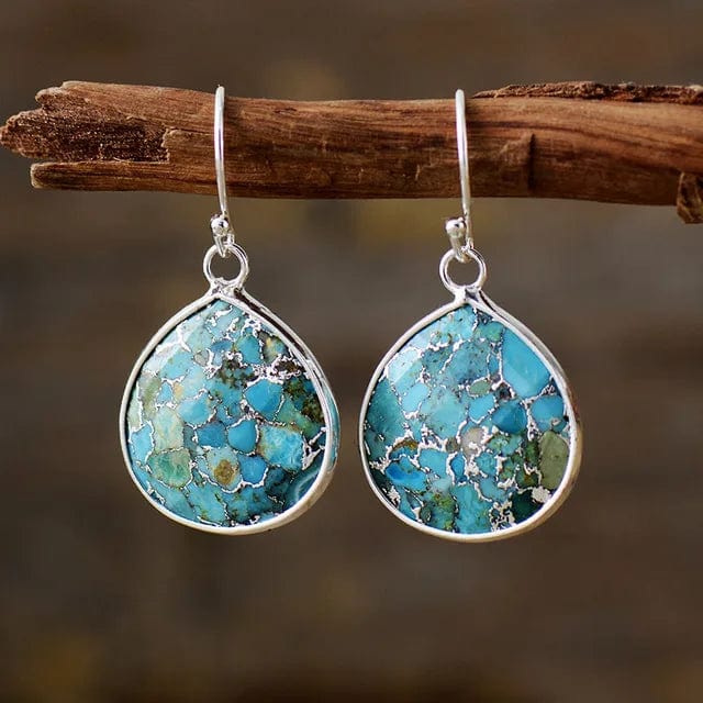 Boho Beach Hut Earrings, Drop Earrings Bohemian Turquoise Dangle Earrings Silver / One Size