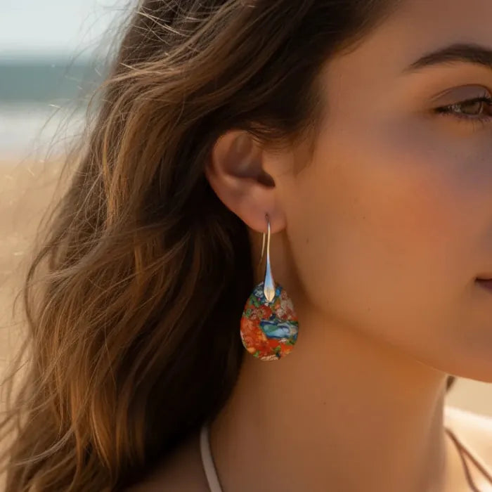 Boho Natural Stone Water Drop Dangle Earrings Silver / One Size
