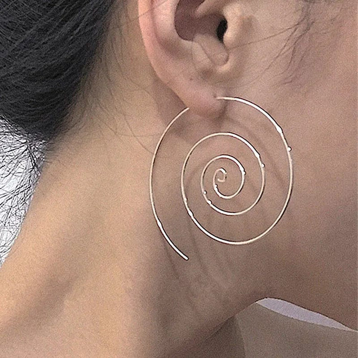 Boho Beach Hut Earrings, Drop Earrings, Silver Earrings, Gold Earrings Spiral Hoop Earrings