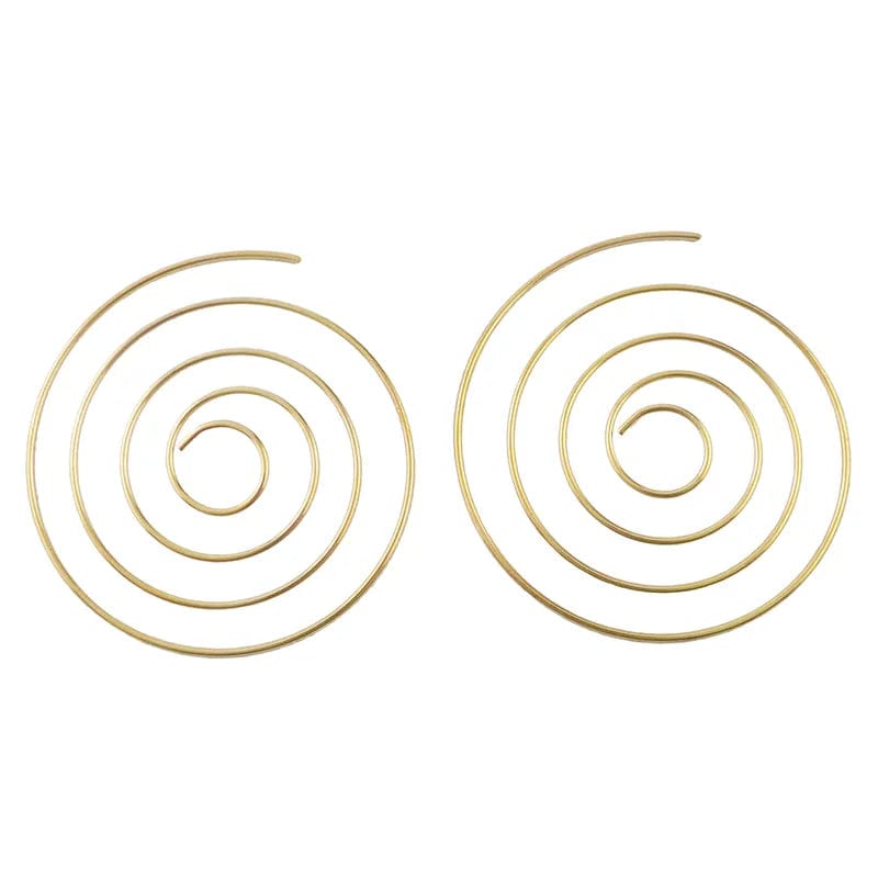 Boho Beach Hut Earrings, Drop Earrings, Silver Earrings, Gold Earrings Spiral Hoop Earrings Gold / One Size