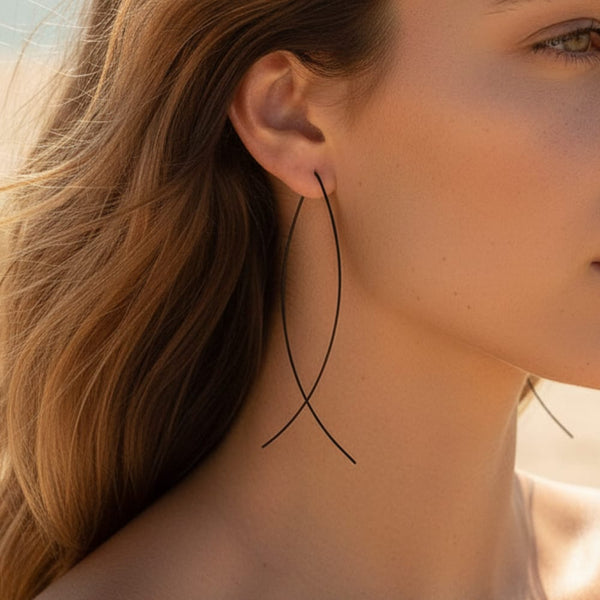 Boho Beach Hut Earrings Fashion Earrings Black / One Size