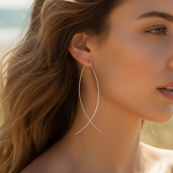 Boho Beach Hut Earrings, Hoop Earrings Fashion Earrings Silver / One Size