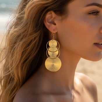 Boho Beach Hut Earrings, Jewelry Boho Dangle Earrings Gold / One Size