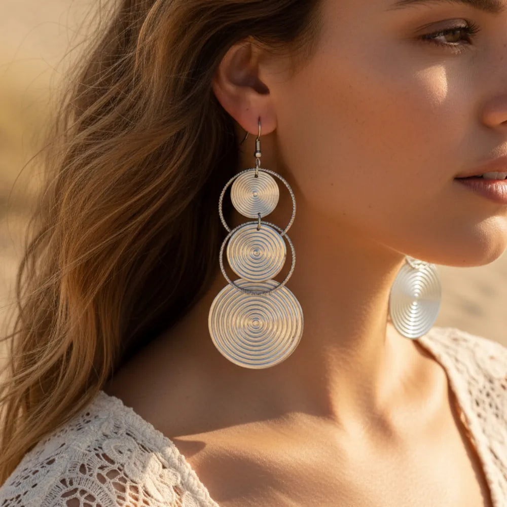 Boho Beach Hut Earrings, Jewelry Boho Dangle Earrings Silver / One Size