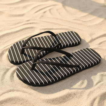 Boho Beach Hut Flip Flops, Sandals Beach Flip Flops Black Stripes / 6.5