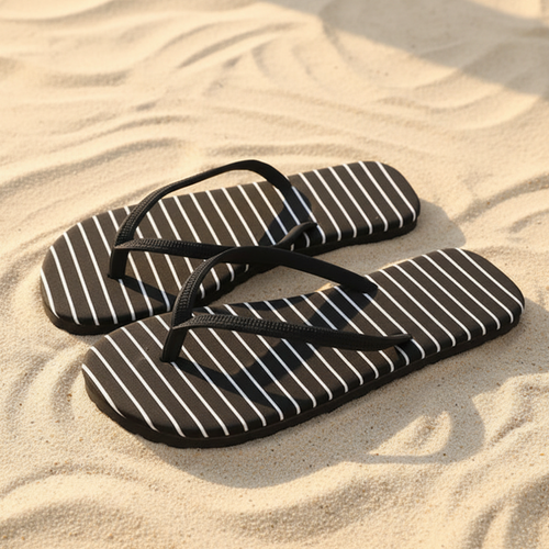 Boho Beach Hut Flip Flops, Sandals Beach Flip Flops Black Stripes / 6.5