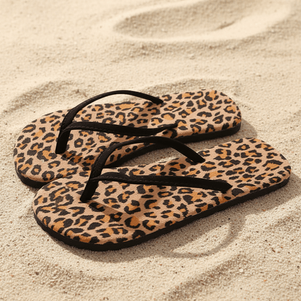 Boho Beach Hut Flip Flops, Sandals Beach Flip Flops Leopard / 6.5