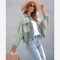 Boho Beach Hut Jackets, Coats Distressed Frayed Boho Jacket Green / S