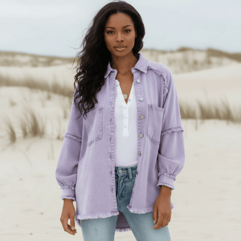 Boho Beach Hut Jackets, Denim Jackets Colorful Boho Denim Jacket Purple / S