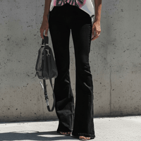 Boho Beach Hut Jeans, Denim Jeans, Pants Denim Flare Leg Boyfriend Jeans Black / S