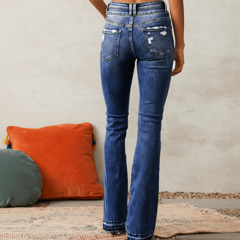 Boho Beach Hut Jeans, Denim Jeans, Pants Vintage Bootcut Ripped Jeans