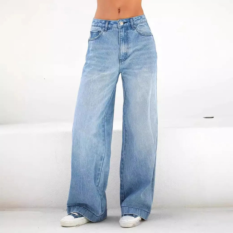 Boho Beach Hut Jeans, Pants, Denim Jeans High Waist Wide Leg Loose Denim Jeans